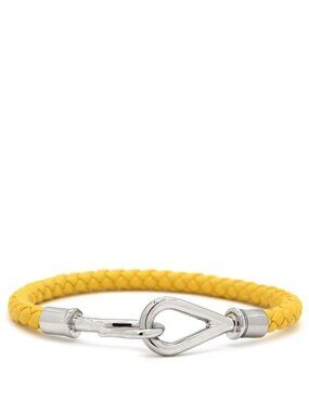 Hermes Bracelet Jumbo Leather Metal Yellow Silver Braided